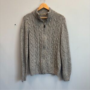 Luca Nobili Medium Cable Knit Cardigan Sweater Gray Full Zip Wool Blend